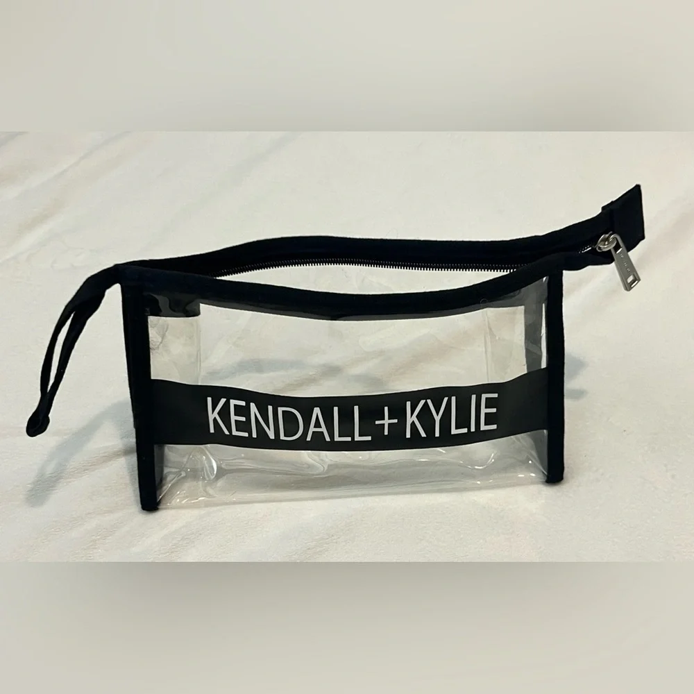 Kendall & Kylie Transparent Cosmetics Bag with Black Accents and Zipper - Picture 4 of 10